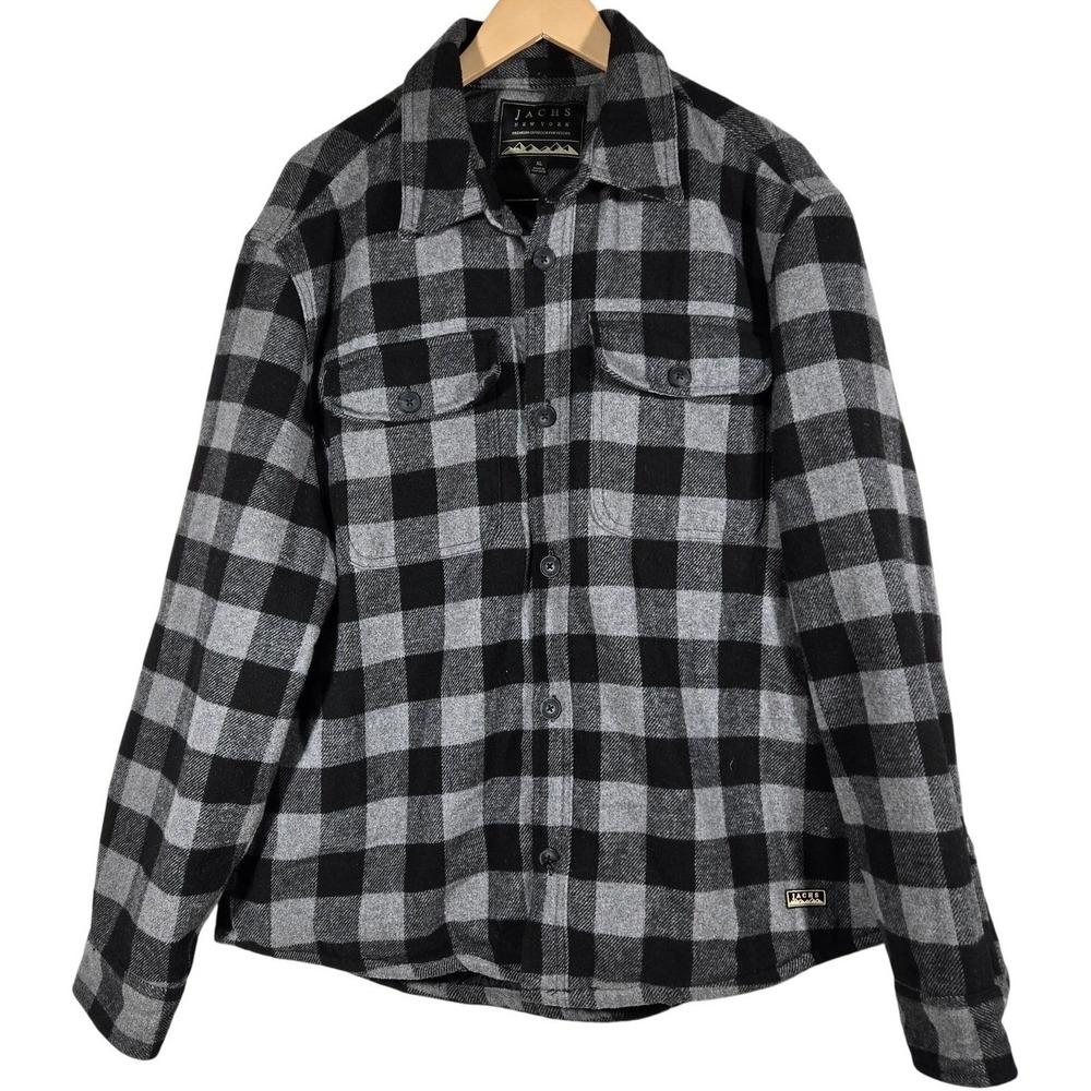 Jachs New York XL Buffalo Plaid Flannel Shirt Jacket Quilted Lined Wool‎ Blend